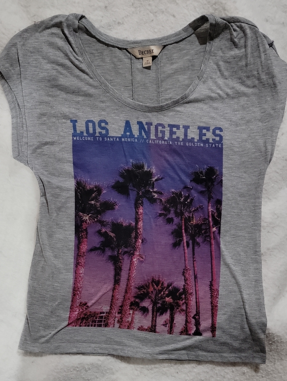 Decree Grey Short-Sleeve Los Angeles Palm Graphic Tee